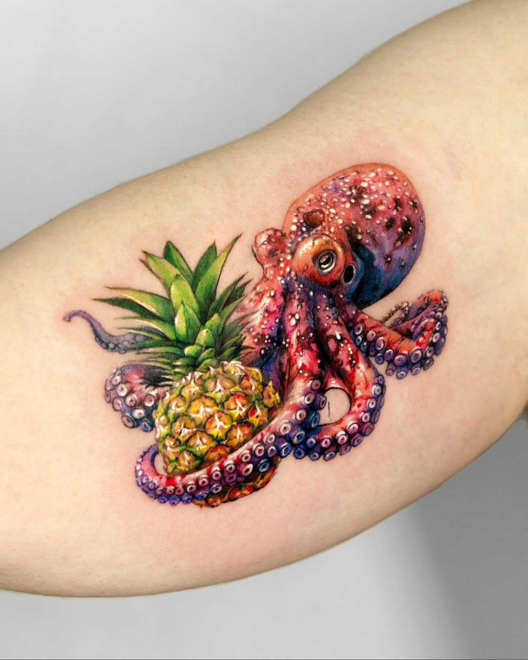 Colorful pineapple tattoo with a hopeful vibe Tattoo Design