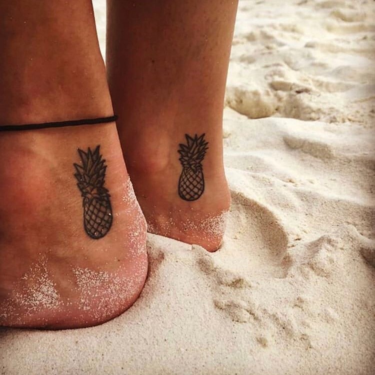 Fresh and fun pineapple tattoo on feet Tattoo Design