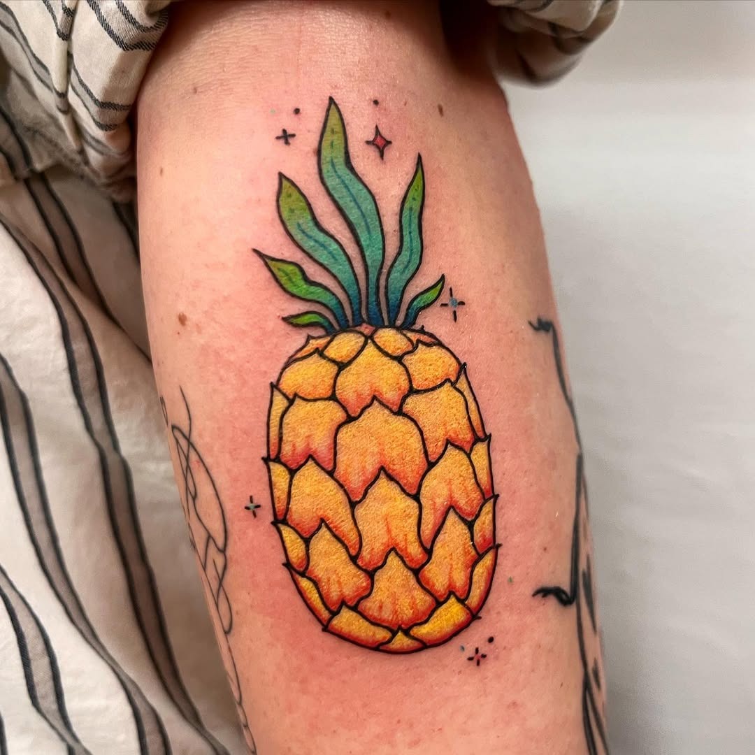 Stylish black line pineapple tattoo design Tattoo Design