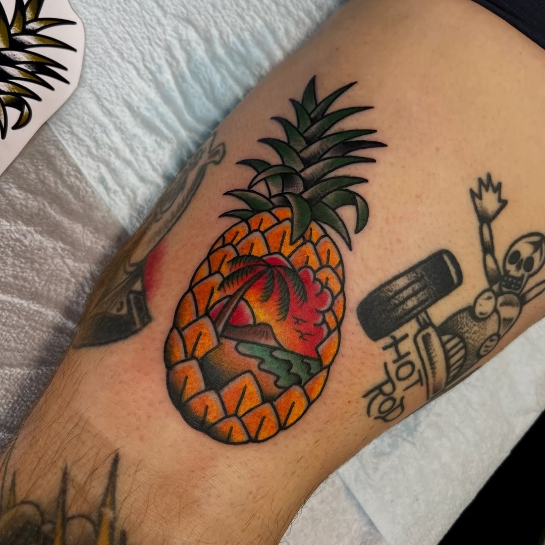 Vibrant pineapple tattoo exuding tropical vibes Tattoo Design