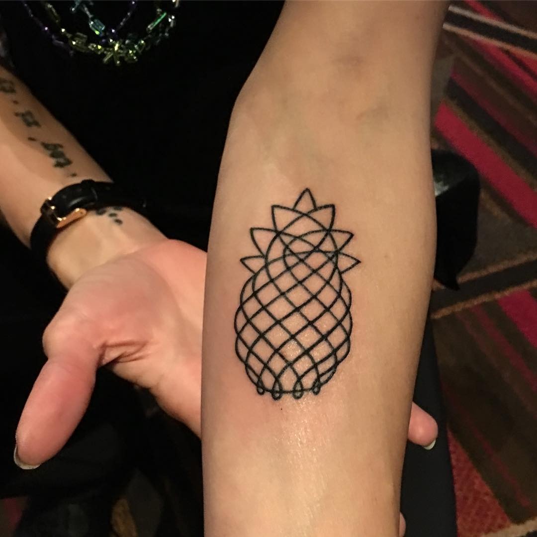 Vibrant pixel art pineapple tattoo design Tattoo Design