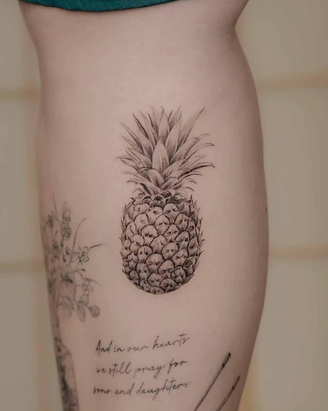 Vivid Pineapple Tattoo Illustrating Tropical Vibes Tattoo Design