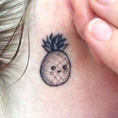Whimsical tattoo of pizza and pineapple character Tattoo Design