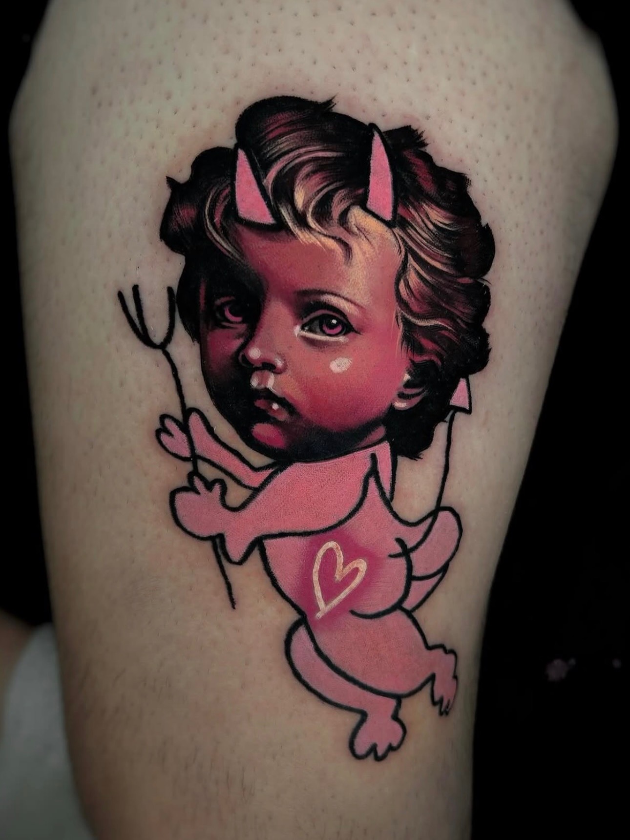 Charming Pink Devil Infant Tattoo Design Tattoo Design