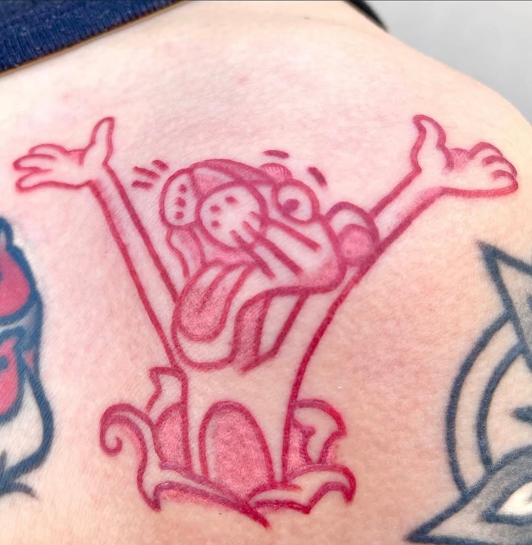 Vibrant pink cartoon character tattoo design Tattoo Design