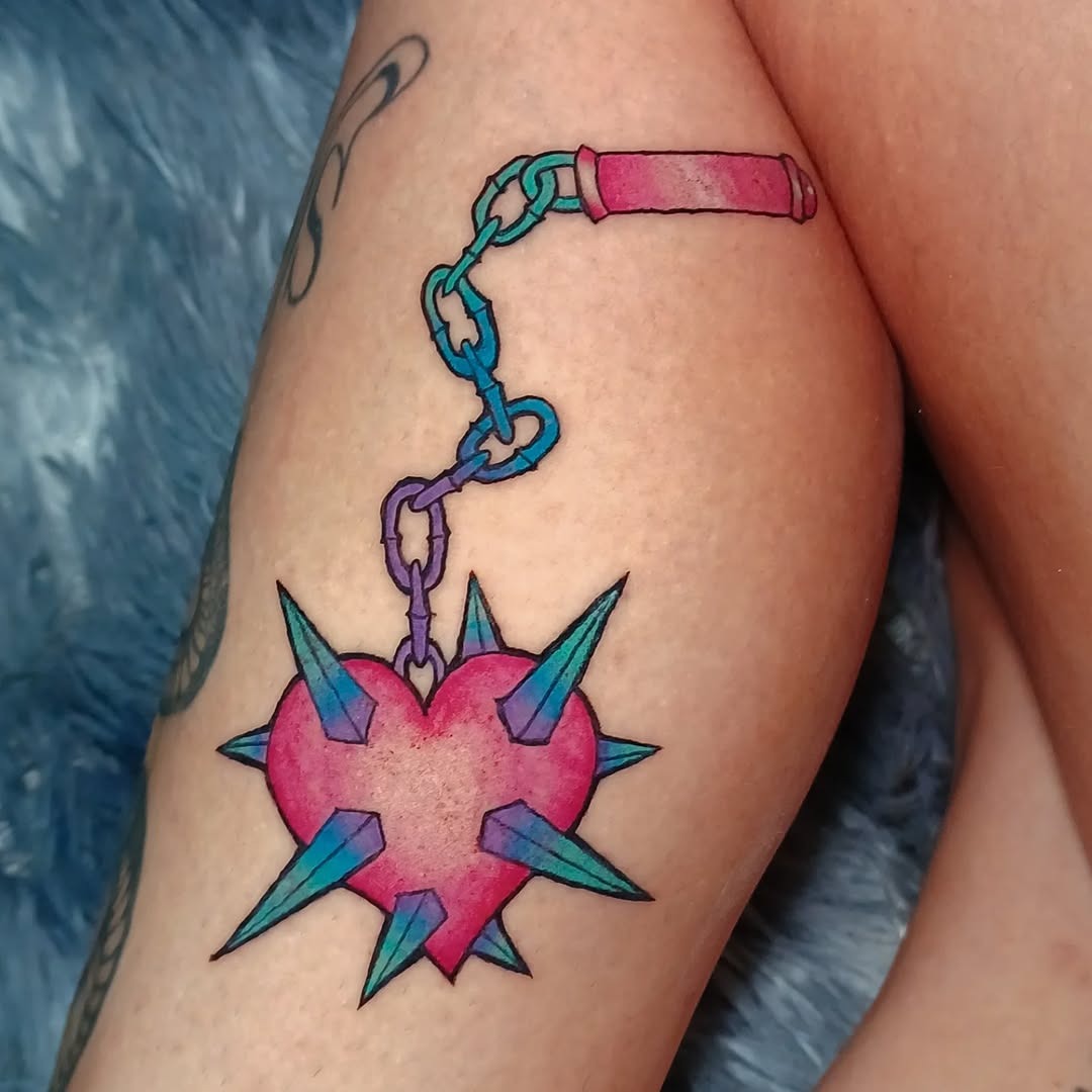 Vibrant pink spiked heart tattoo design Tattoo Design