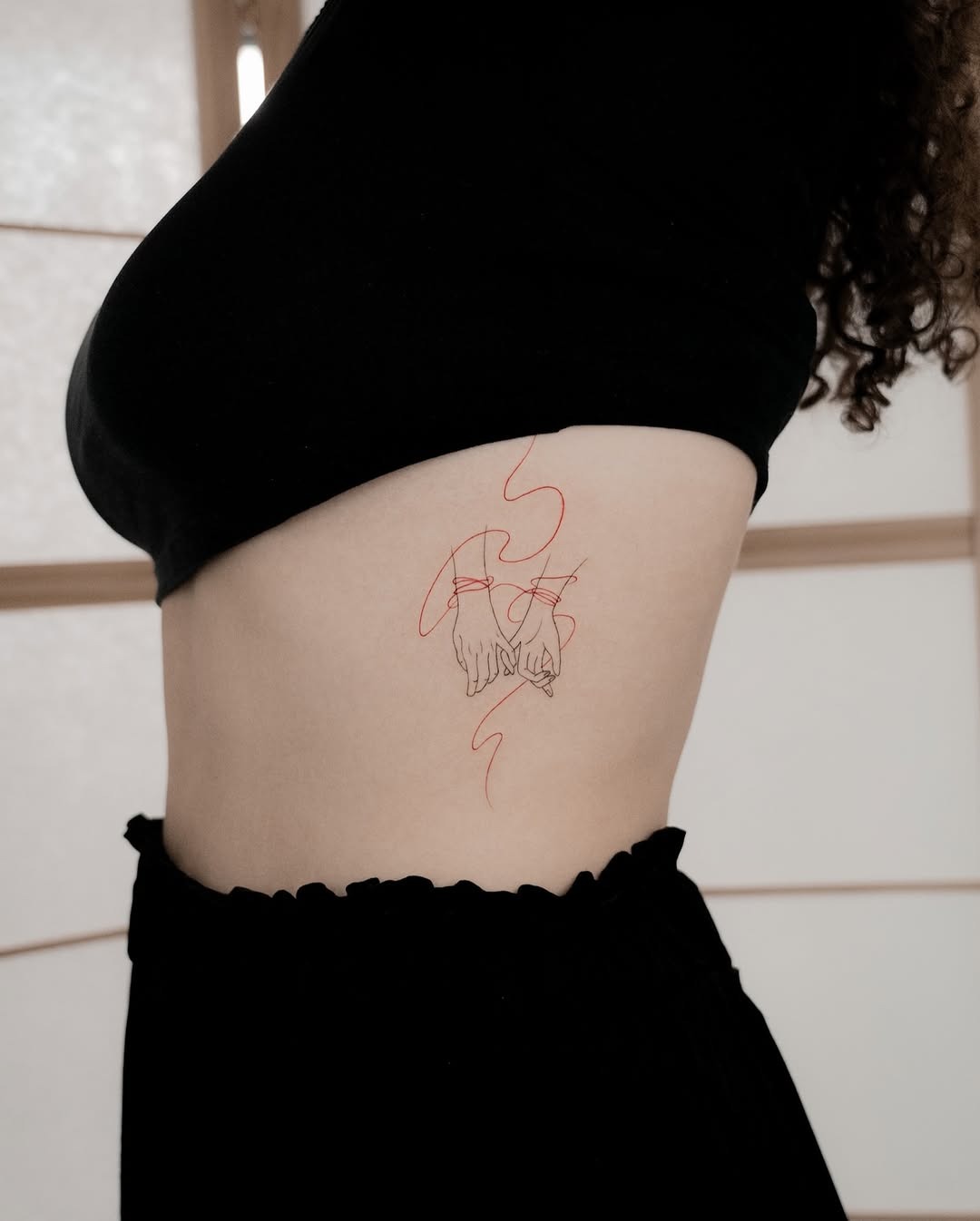 Elegant pinky promise tattoo on the side Tattoo Design