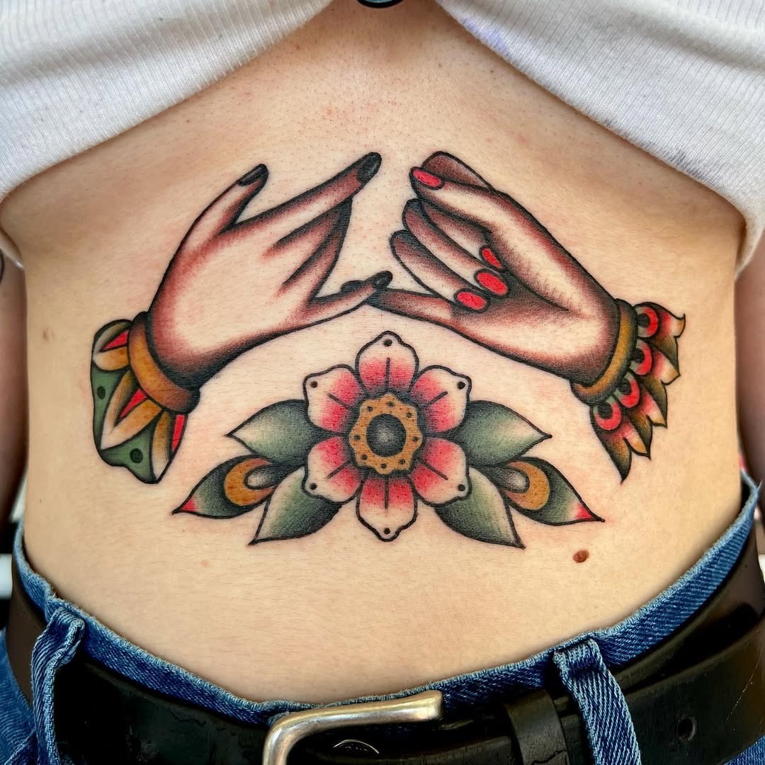 Intricate pinky promise tattoo design in red ink Tattoo Design