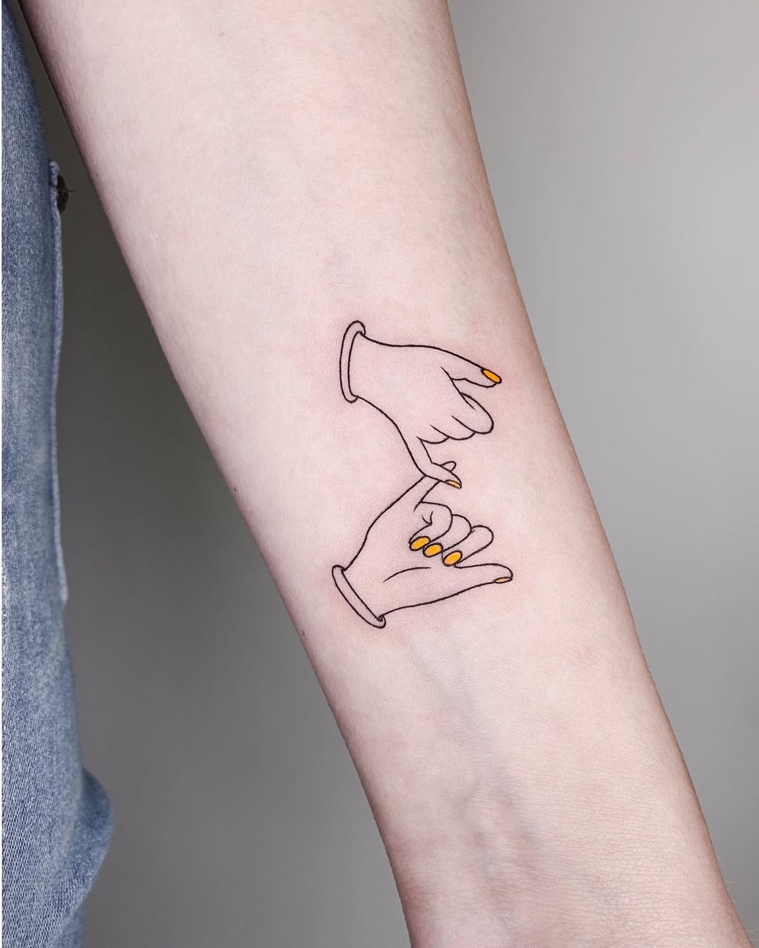 Minimalist design of hands making a promise Tattoo Design