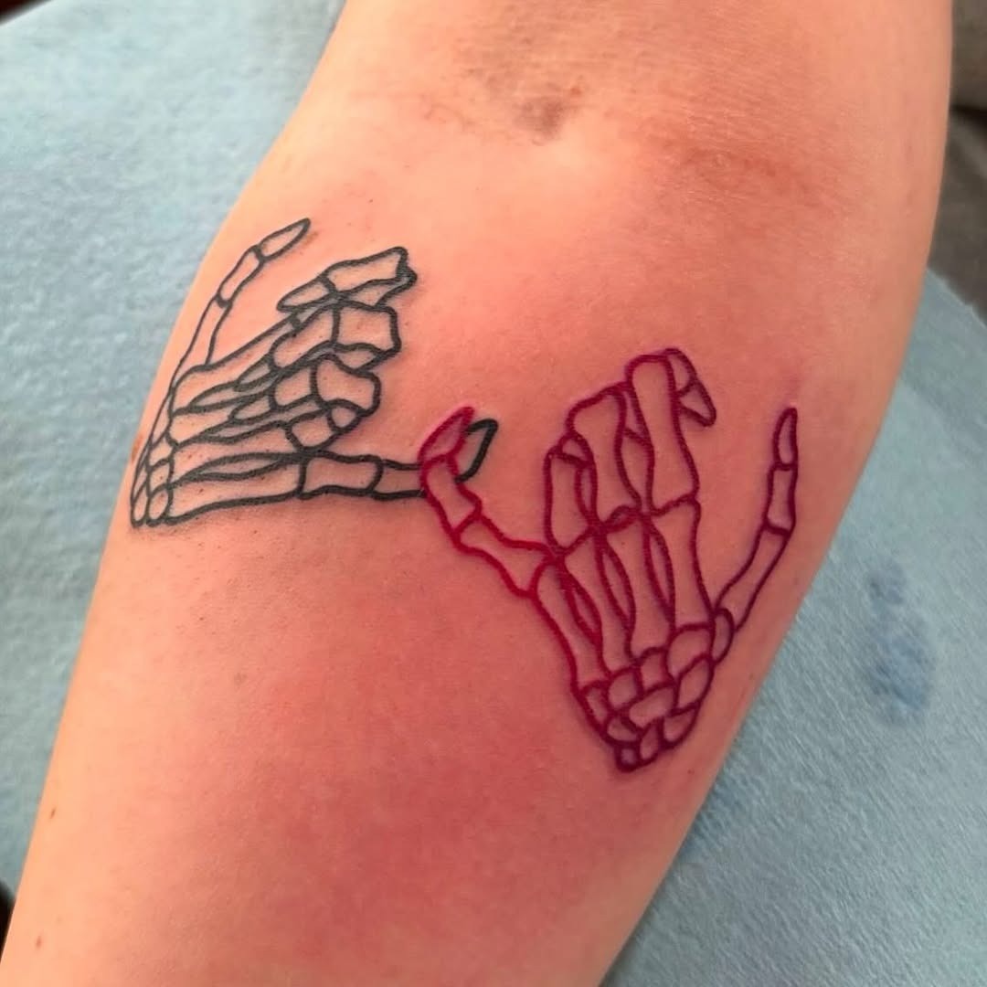 Skeletal hands forming a pinky promise tattoo Tattoo Design
