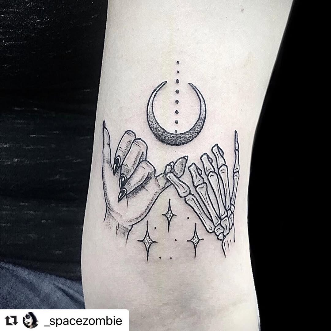 Skeleton hands making a pinky promise tattoo Tattoo Design