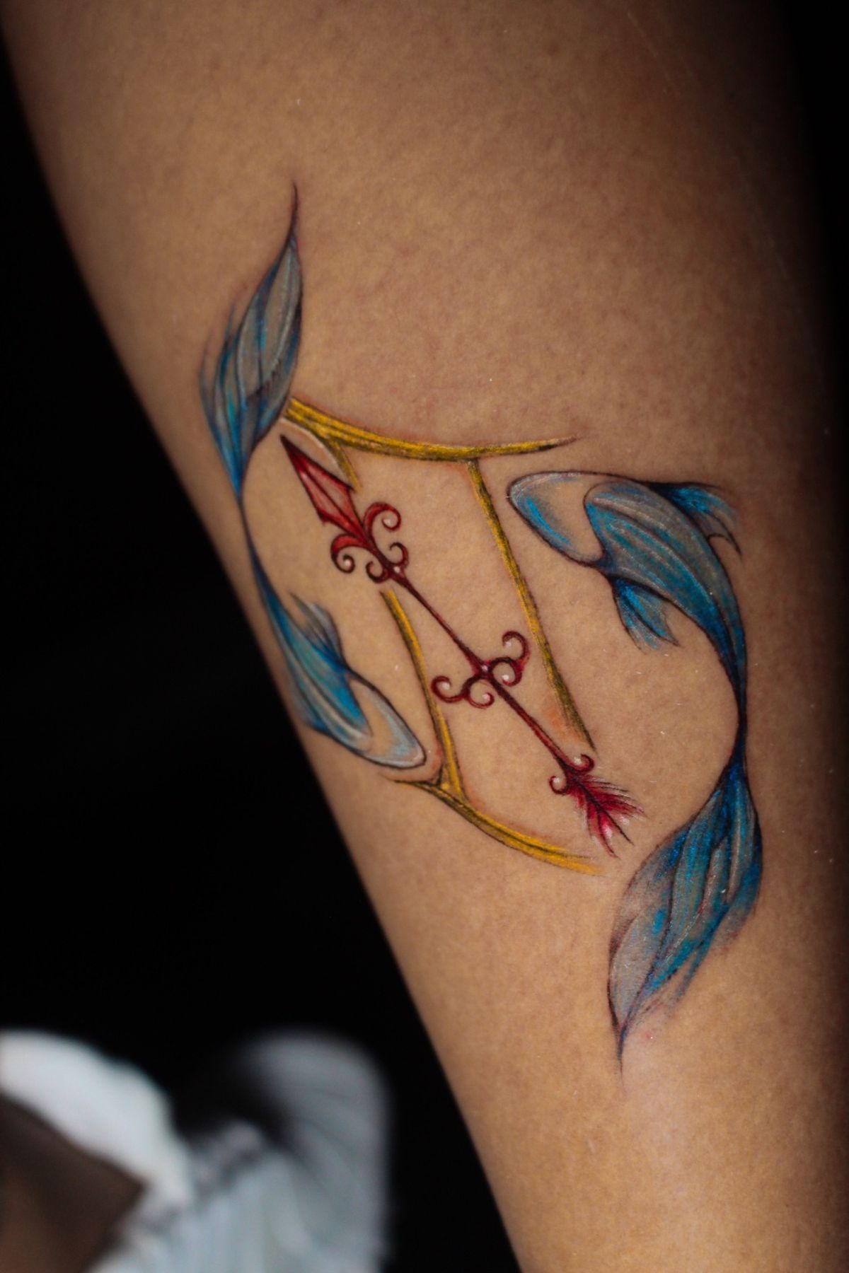 Colorful Pisces Symbol Tattoo Tattoo Design