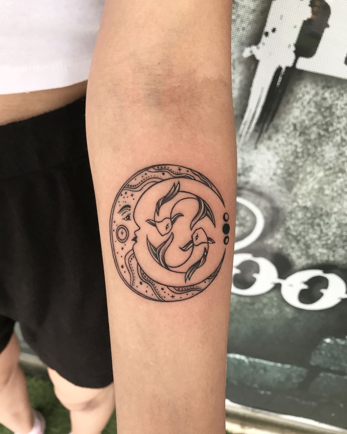 Crescent Moon Pisces Tattoo Tattoo Design