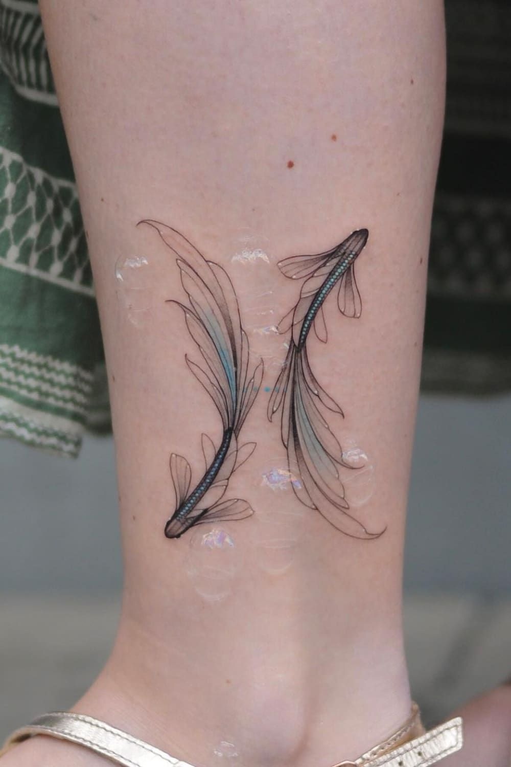 Ethereal Blue Fine Line Fish Tattoo Tattoo Design