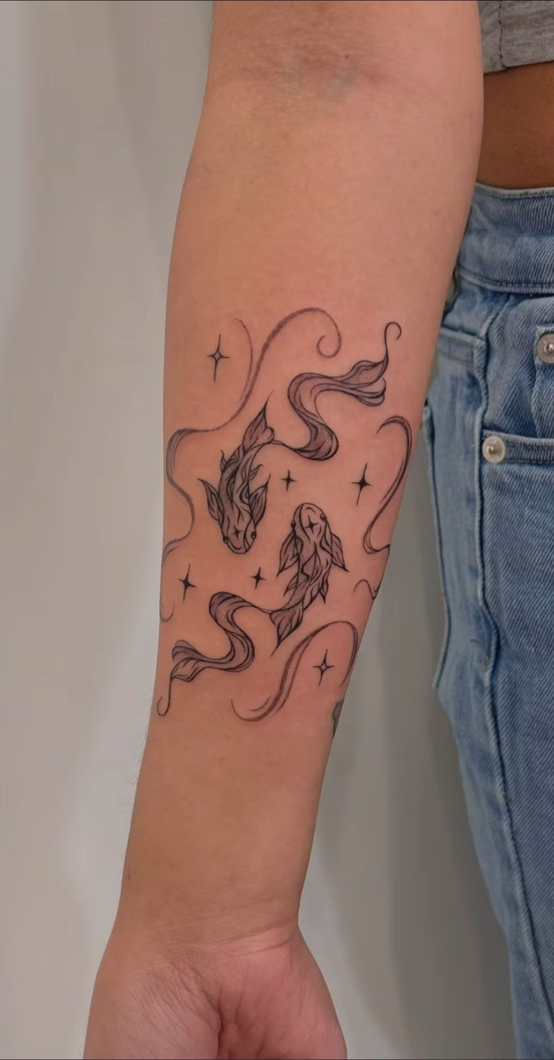 Flowing Ornamental Pisces Forearm Tattoo Tattoo Design