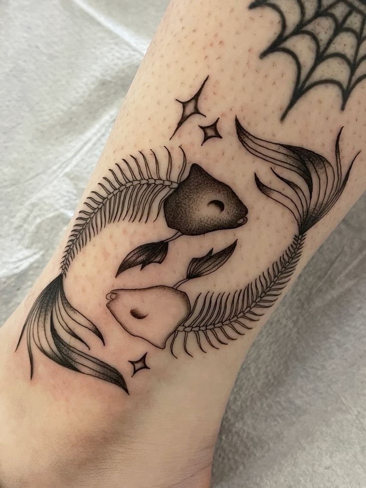 Skeletal Pisces Fish Tattoo Tattoo Design