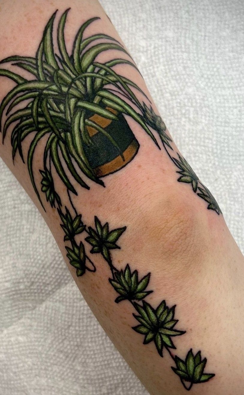 Fine-line Berry Branch on the Leg Tattoo Design