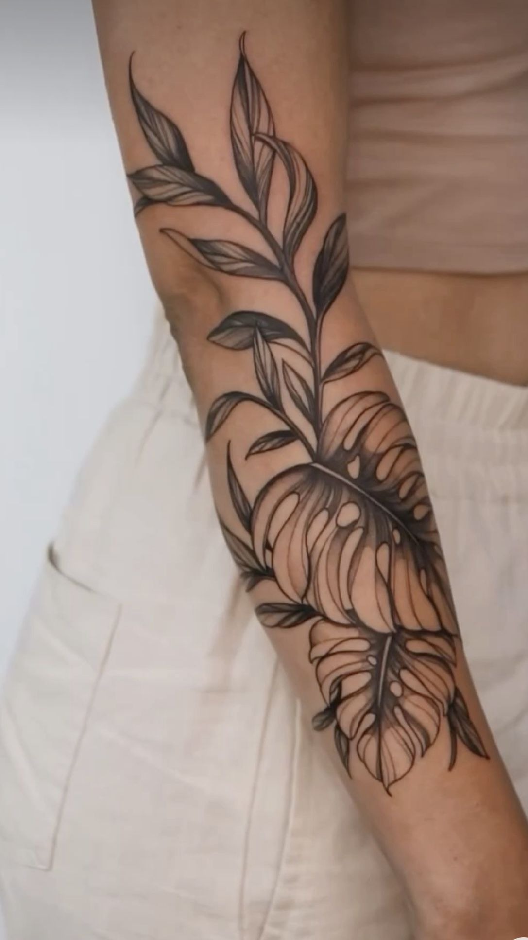 Potted Monstera Statement Vase Tattoo Design