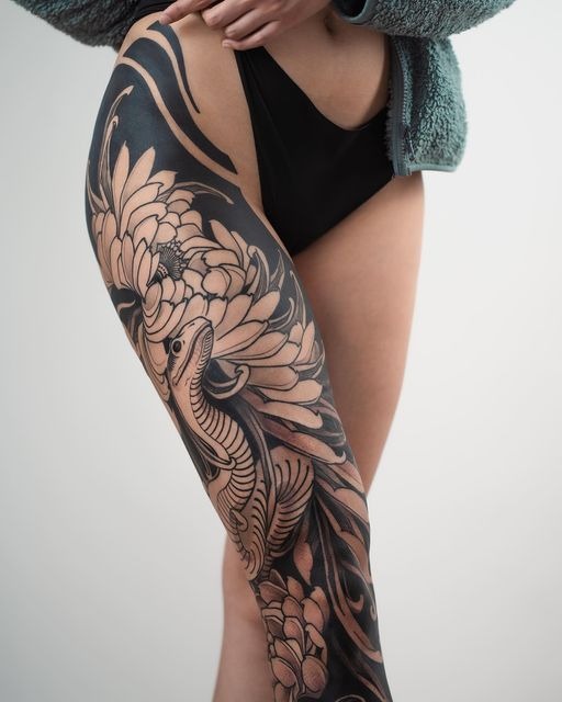 Simple Green Branch Arm Piece Tattoo Design