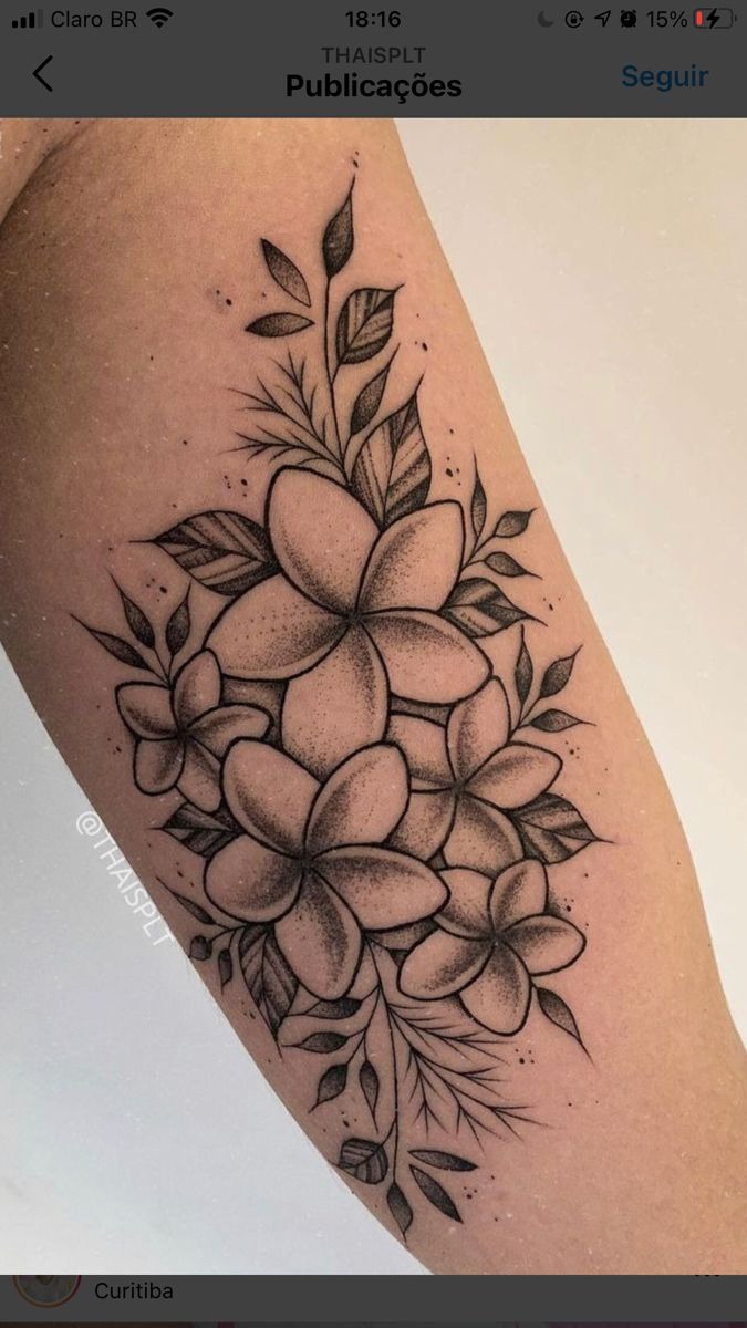 Bright Pink Hawaiian Plumeria Trio Tattoo Design