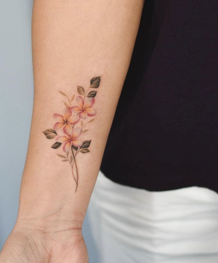 Crescent Moon Plumeria Wrist Tattoo Tattoo Design
