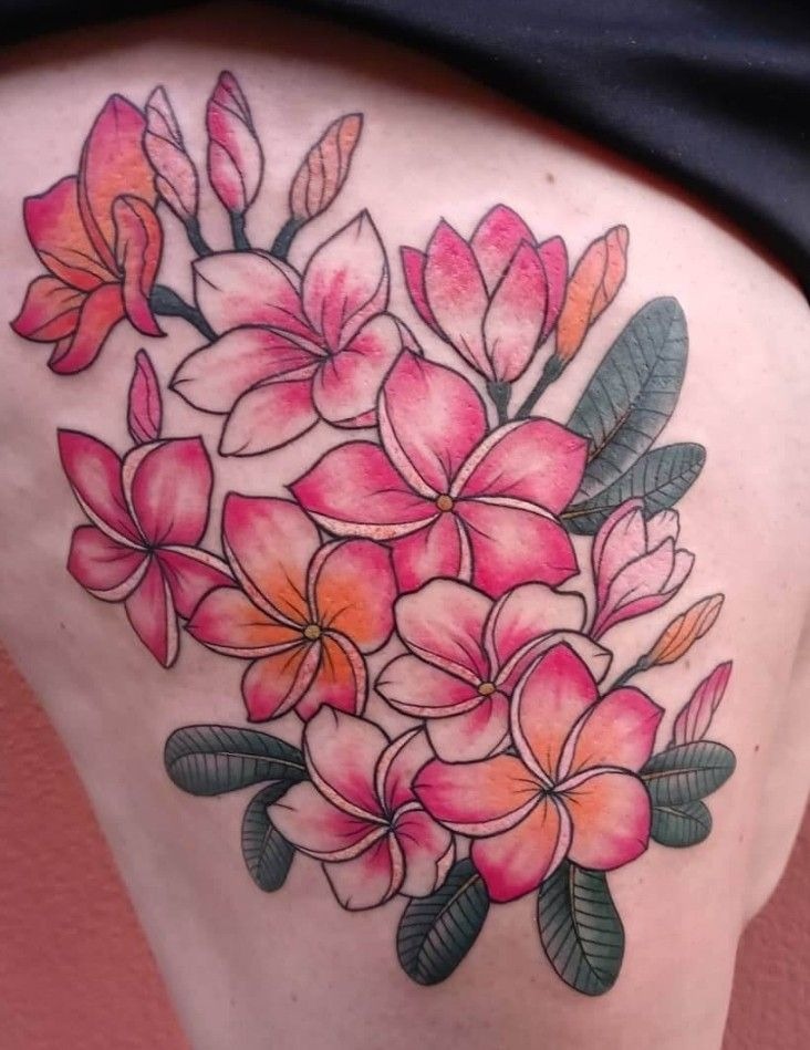 Dainty Plumeria Flor Hand Flower Tattoo Design