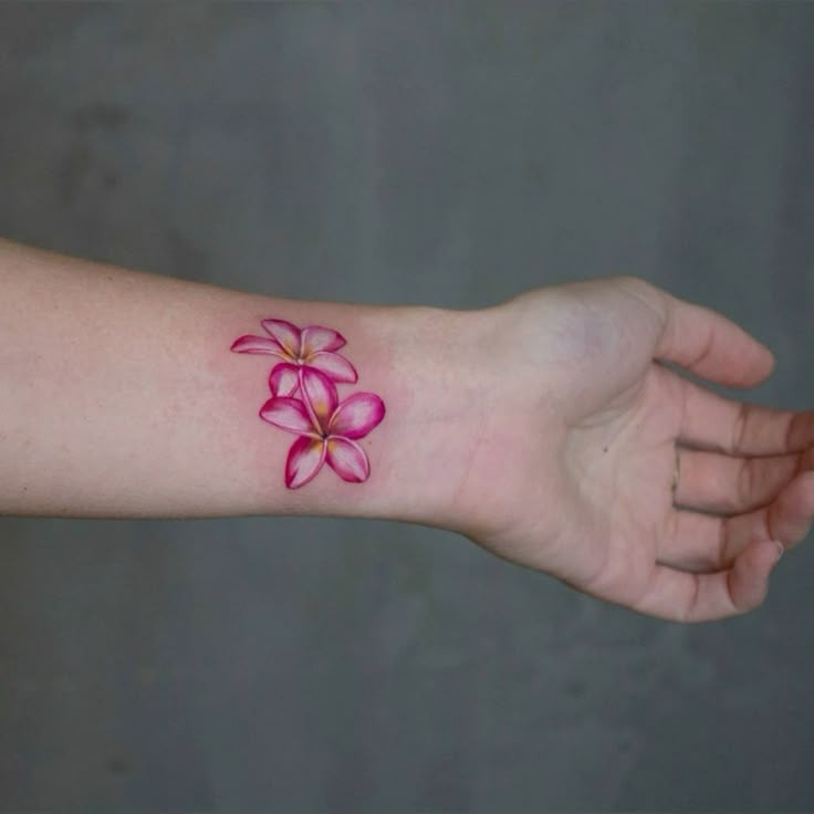 Soft Fineline Plumeria Bouquet Tattoo Design