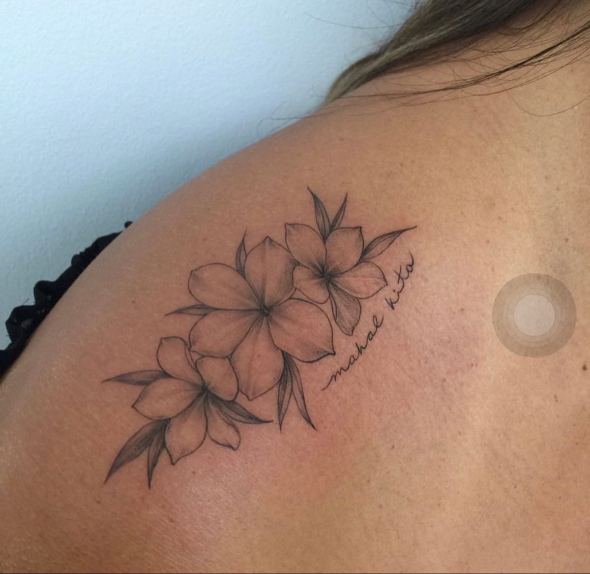 Tiny Wrist Plumeria Outline Tattoo Design