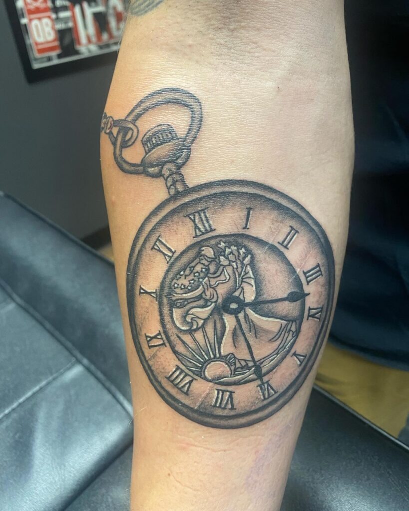 Classic Roman Numeral Pocket Watch Tattoo Tattoo Design