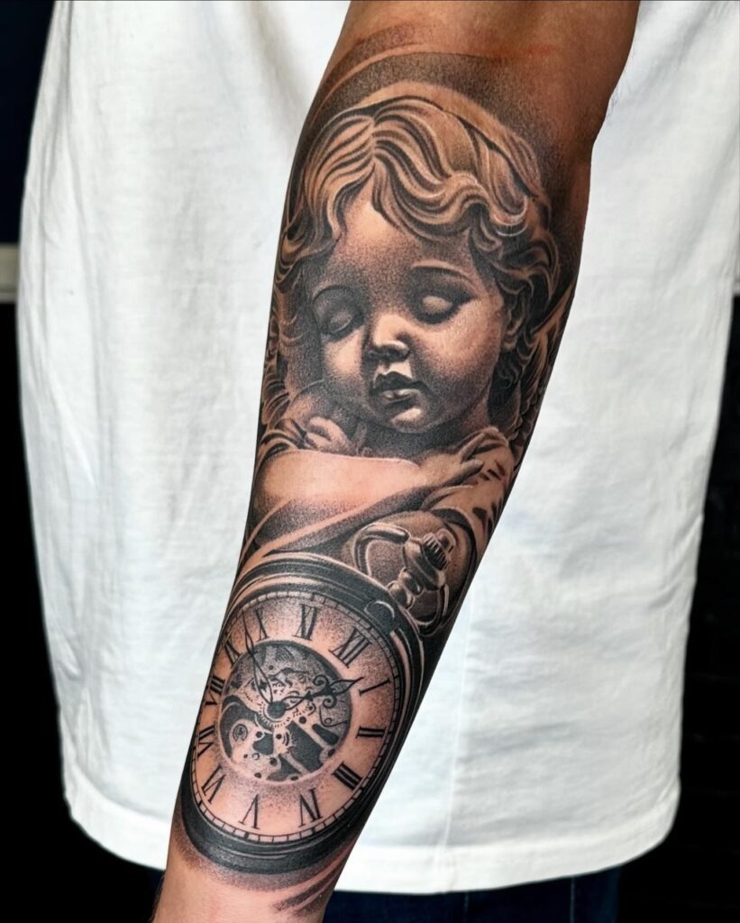 Crown and Pocket Watch Family Tribute Tattoo Tattoo Design