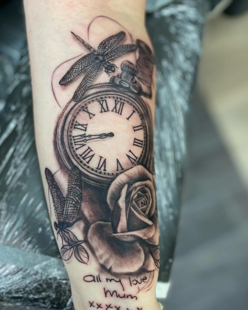 Dual Pocket Watch Tribute Tattoo for Children Tattoo Design
