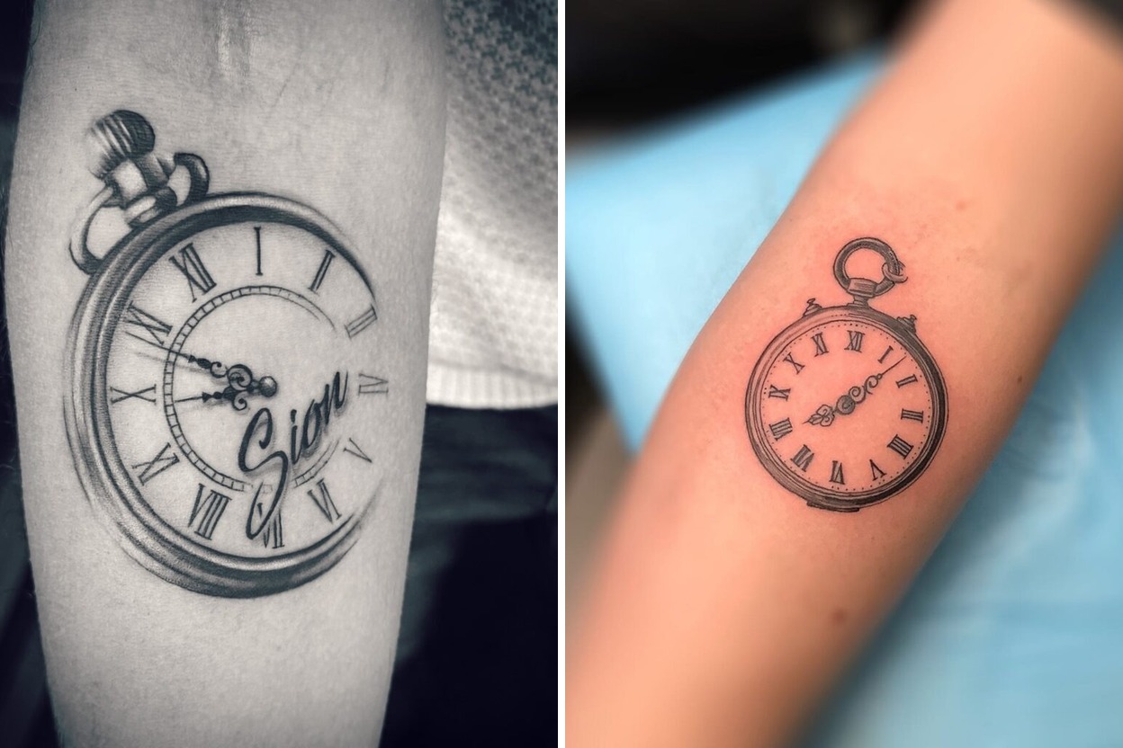 55+ Pocket Watch Tattoo Ideas & Inspiration Featured Lookbook Collage