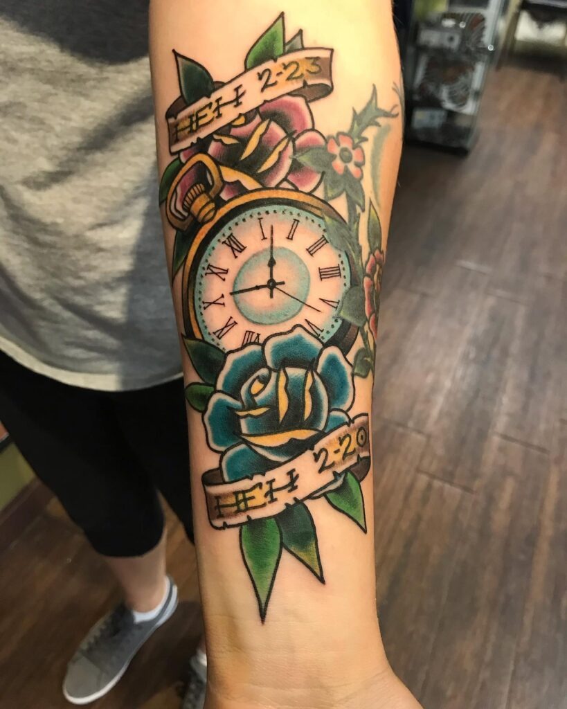 Mechanical Pocket Watch and Gears Sleeve Tattoo Tattoo Design