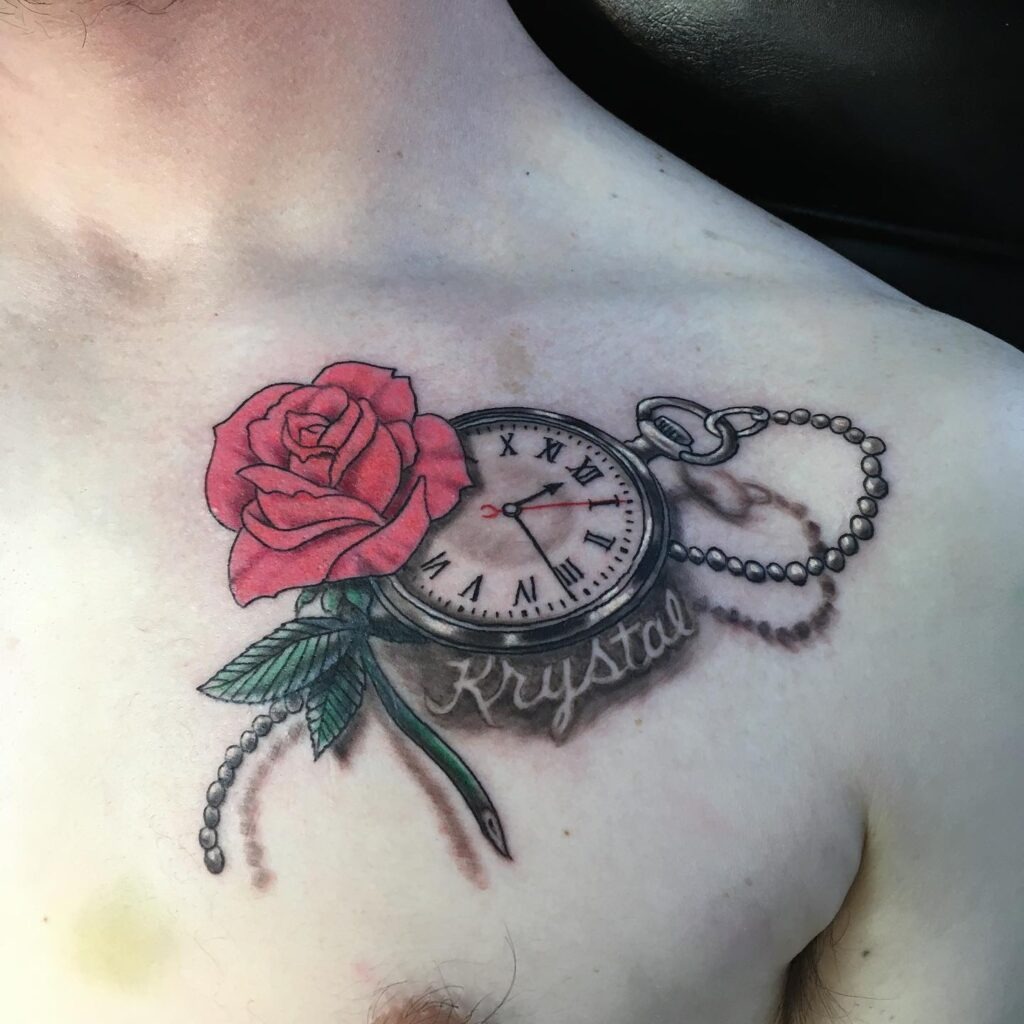 Melting Time and Reflection Pocket Watch Tattoo Tattoo Design