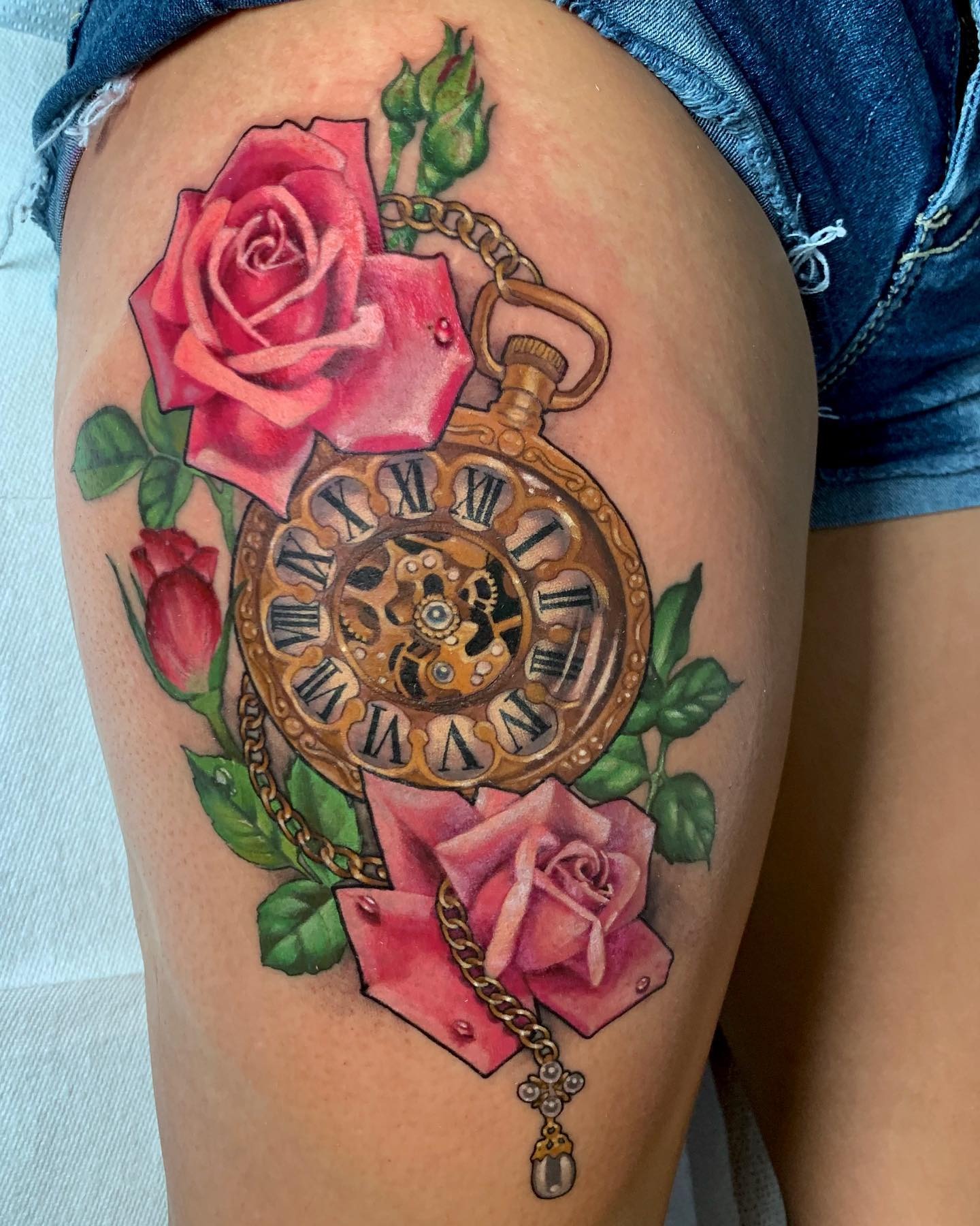 Respect the Past, Create the Future Pocket Watch Tattoo Tattoo Design
