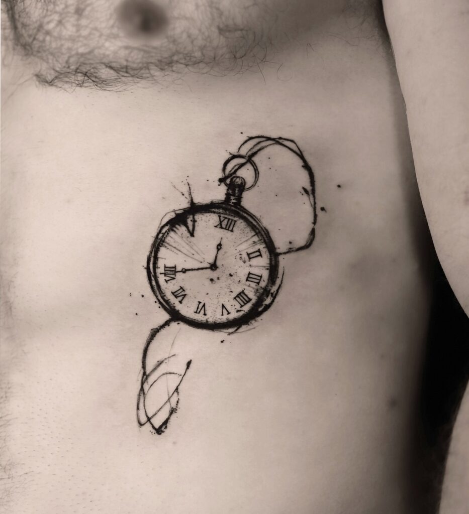 Traditional Pocket Watch and Sparrow Tattoo Tattoo Design
