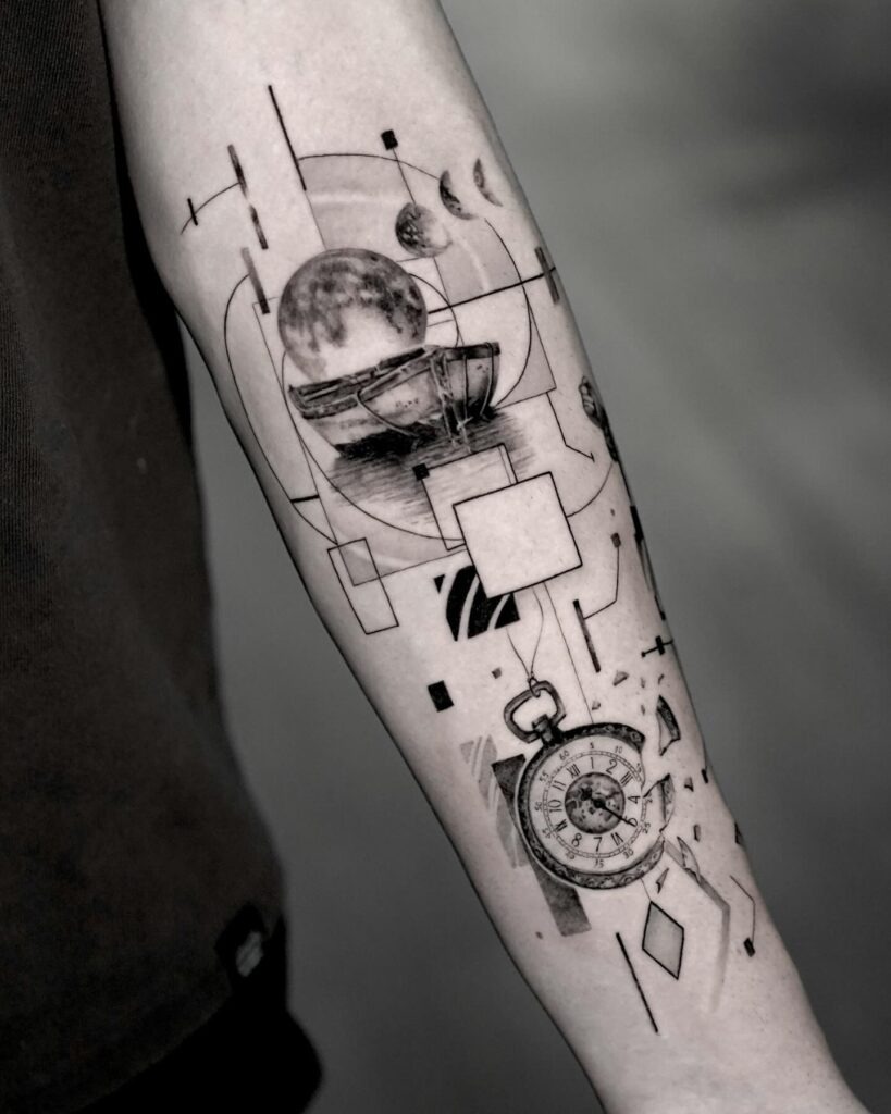 Traditional Pocket Watch Tattoo with Inspirational Message Tattoo Design