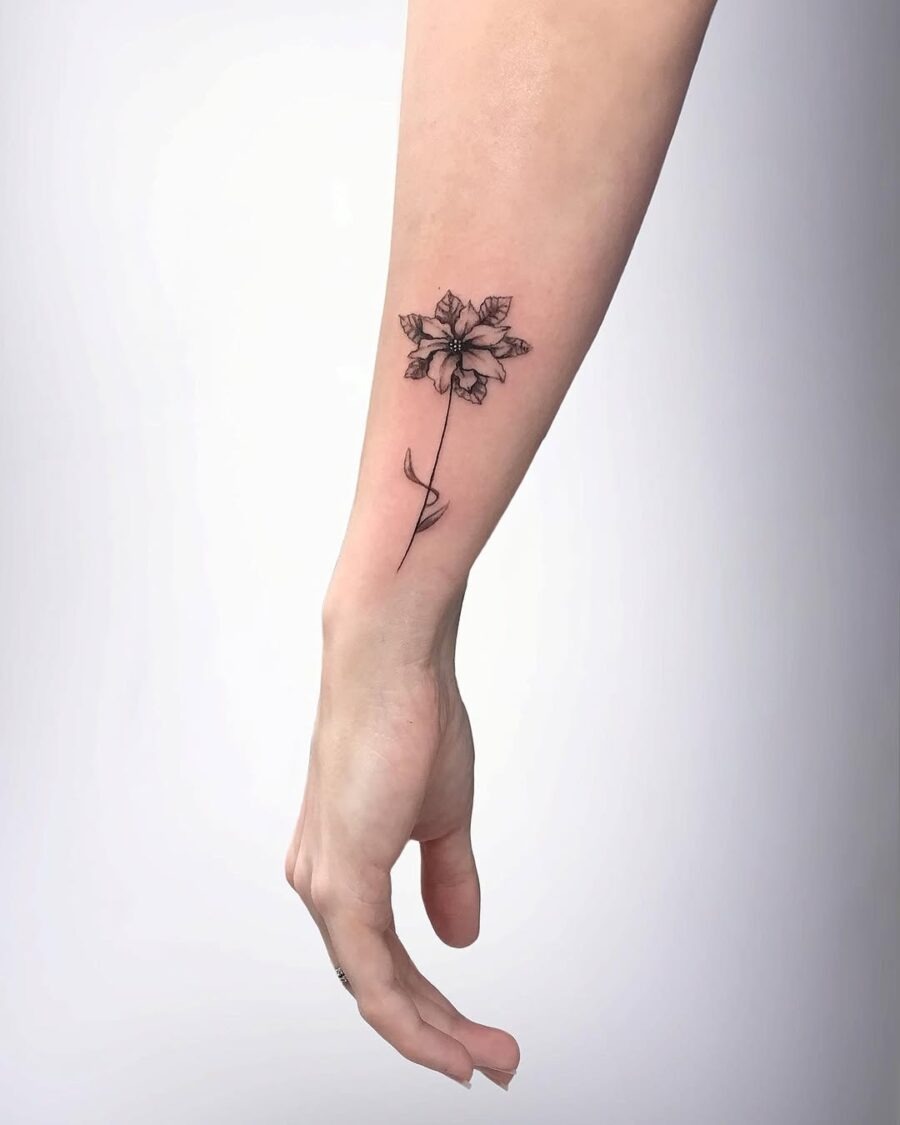 Elegant Poinsettia Tattoo on Forearm Design Tattoo Design