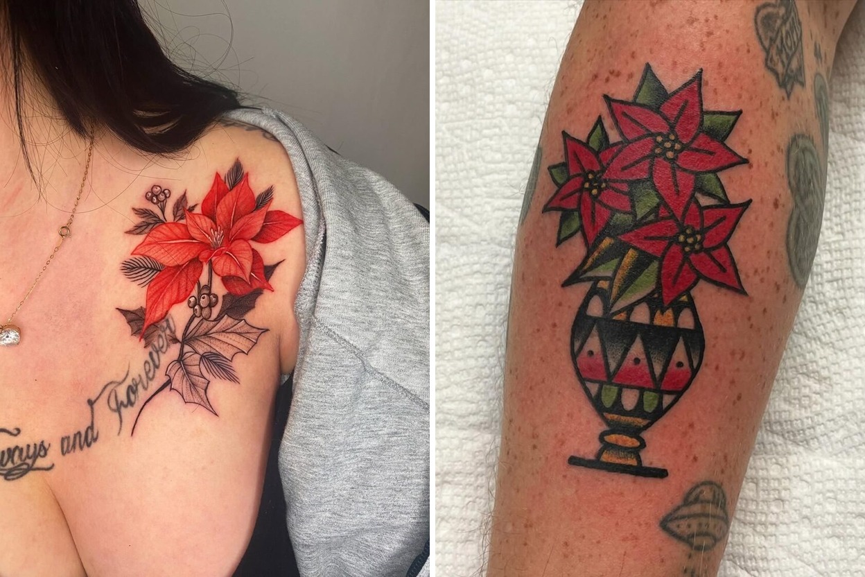30+ Poinsettia Tattoo Ideas That Make a Bold Artistic Statement Featured Lookbook Collage