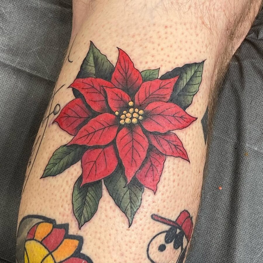 Stunning Poinsettia Tattoo on Skin Tattoo Design