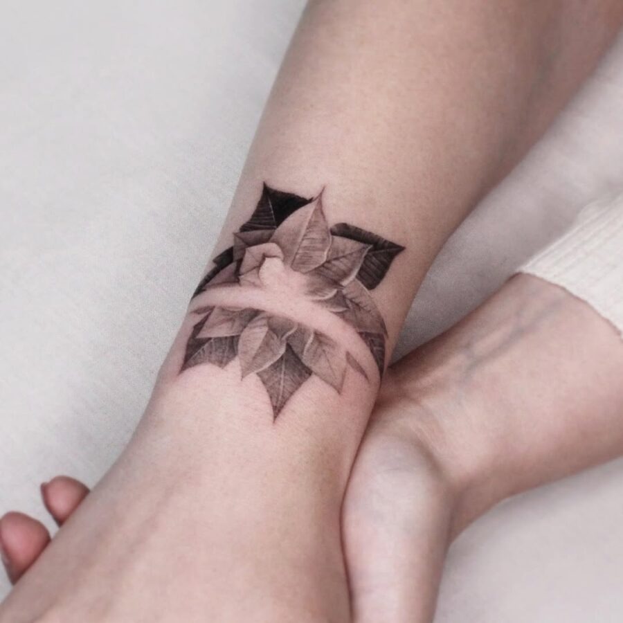 Stylish Black and Grey Poinsettia Tattoo Tattoo Design