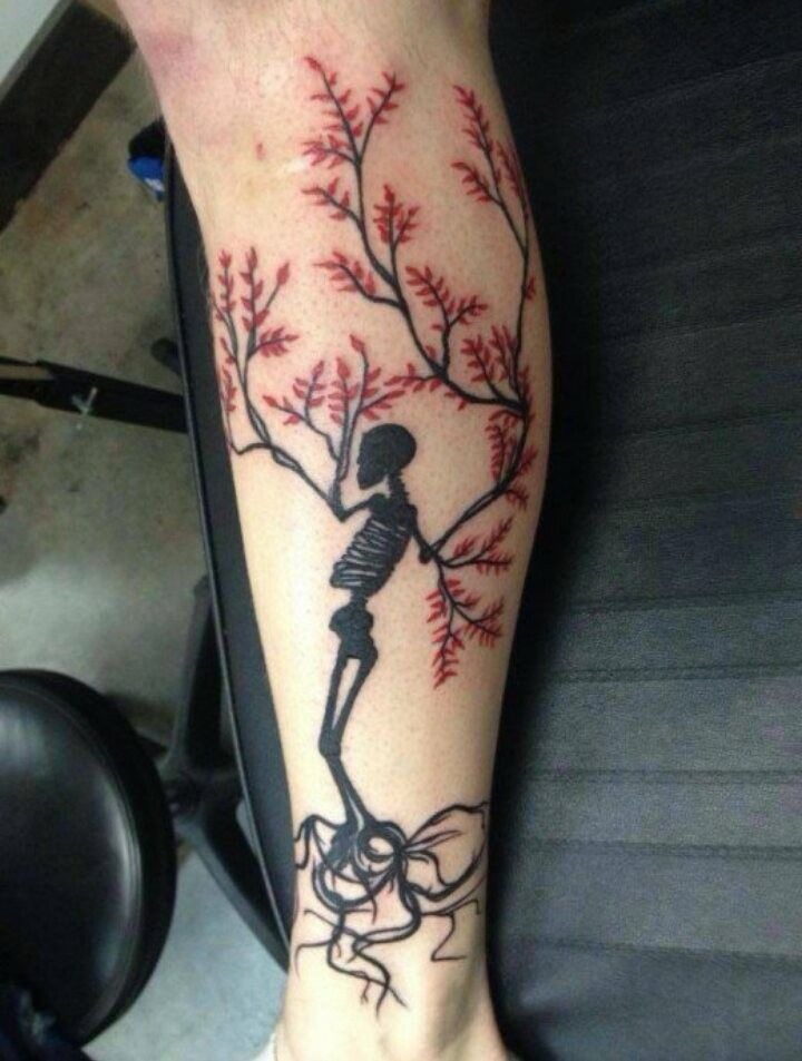 Red-Branch Skeleton Tree Tattoo Tattoo Design