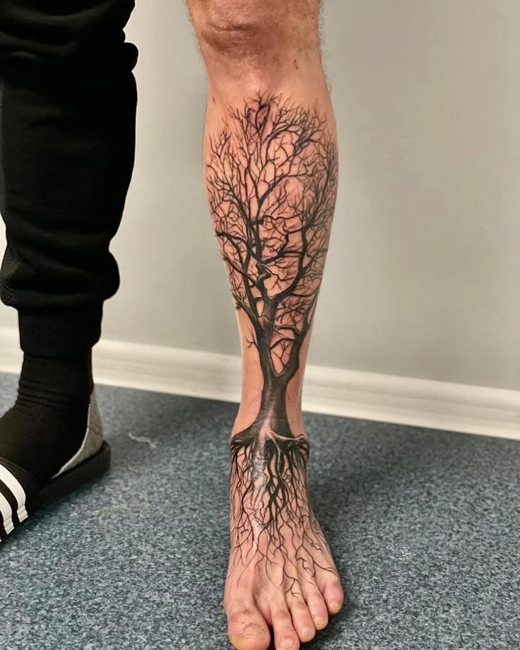 Shoulder Poison Tree with Birds Tattoo Tattoo Design