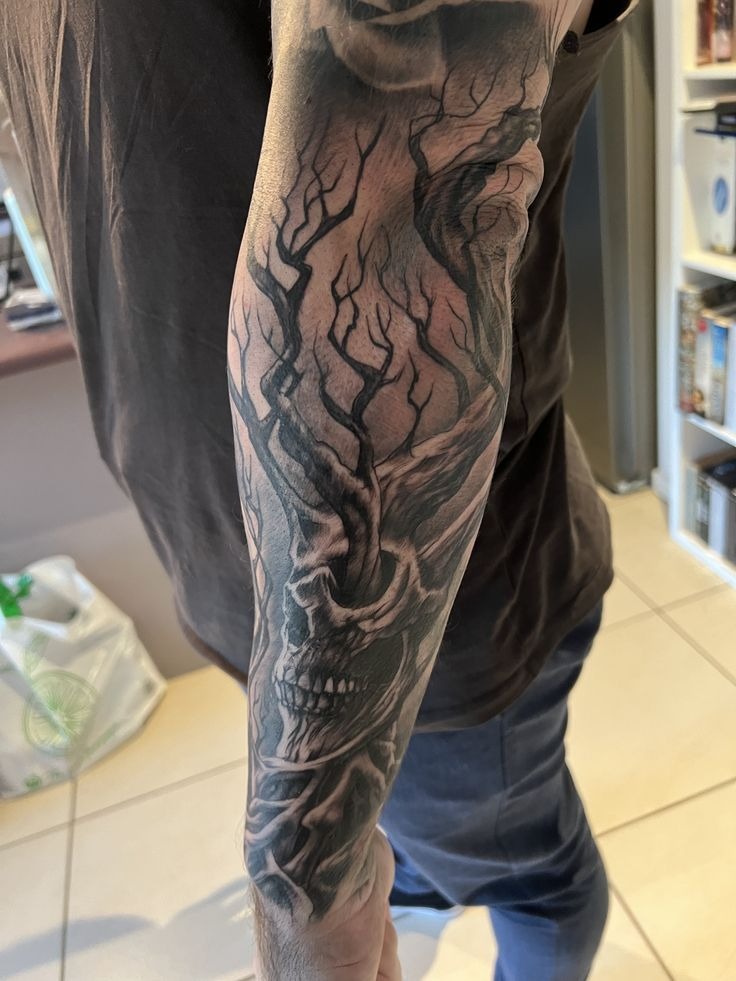 Skull Sleeve Poison Tree Tattoo Tattoo Design