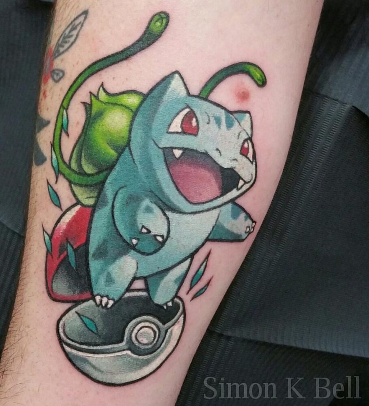 Bulbasaur on a Poké Ball Tattoo Design