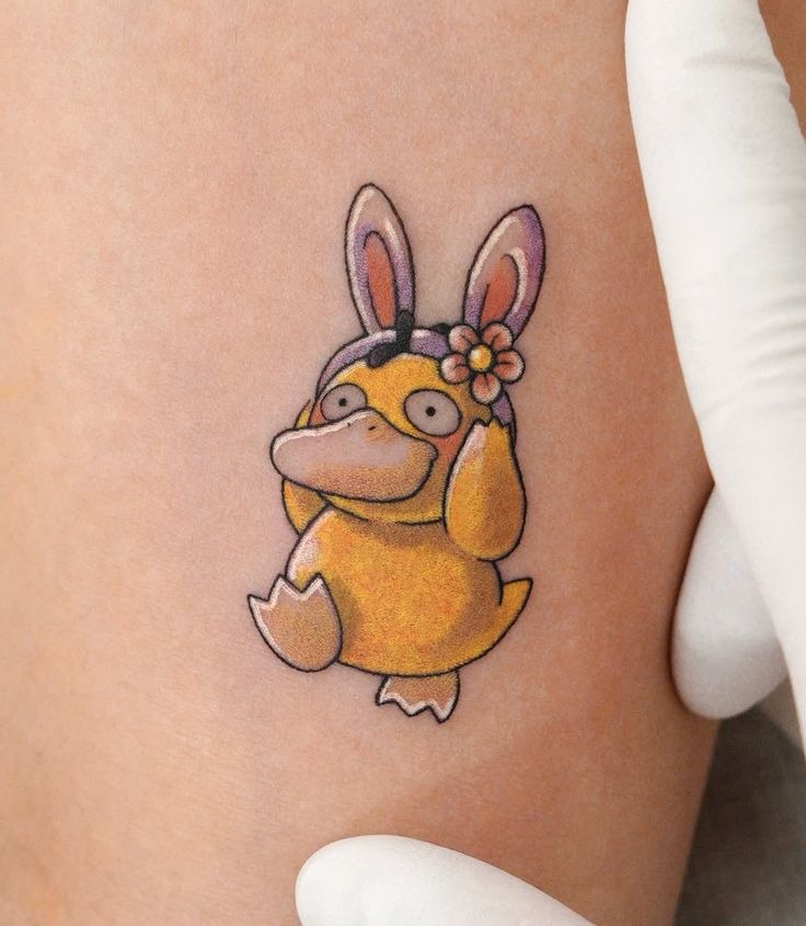 Bunny-Eared Psyduck Tattoo Design
