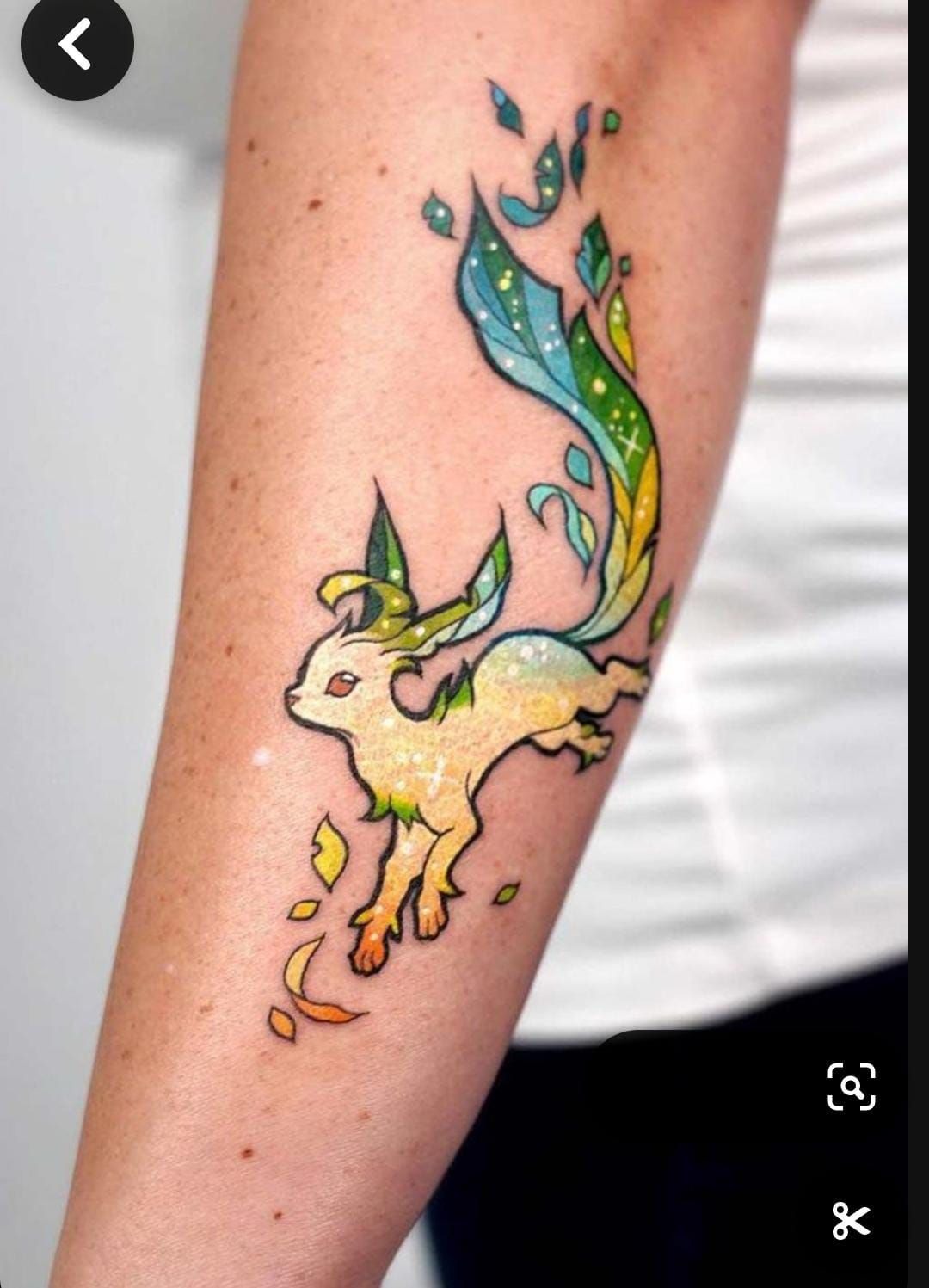 Dreamy Leafeon Nature Piece Tattoo Design
