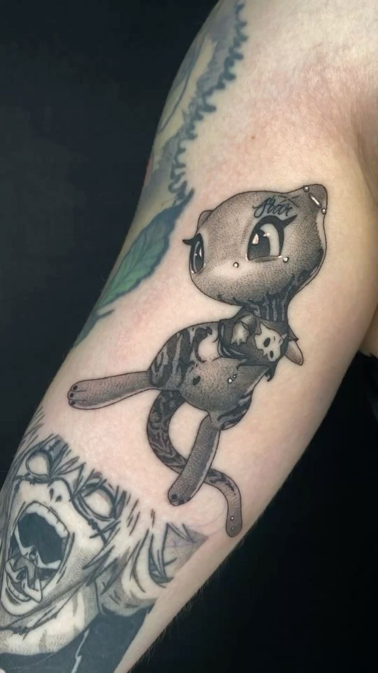 Grungy Plush-Style Character Tattoo Design