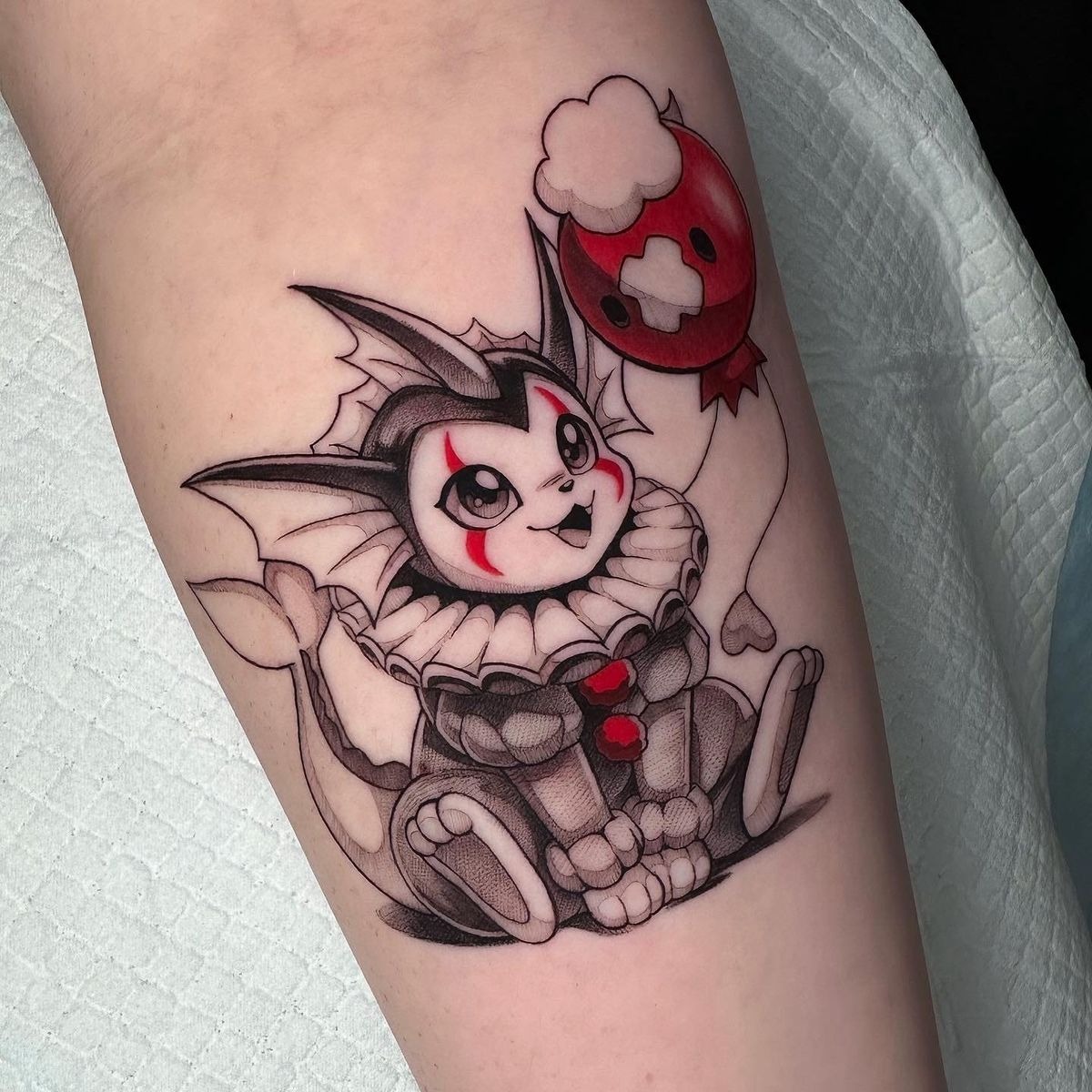 Theatrical Vaporeon Portrait Tattoo Design