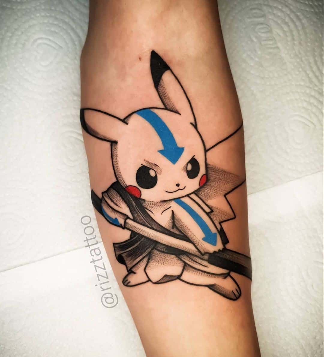 Warrior-Inspired Electric Character Tattoo Design